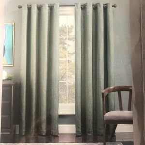 NWT Tribeca Seafoam Faux Silk Curtain Panel 52” X 84”